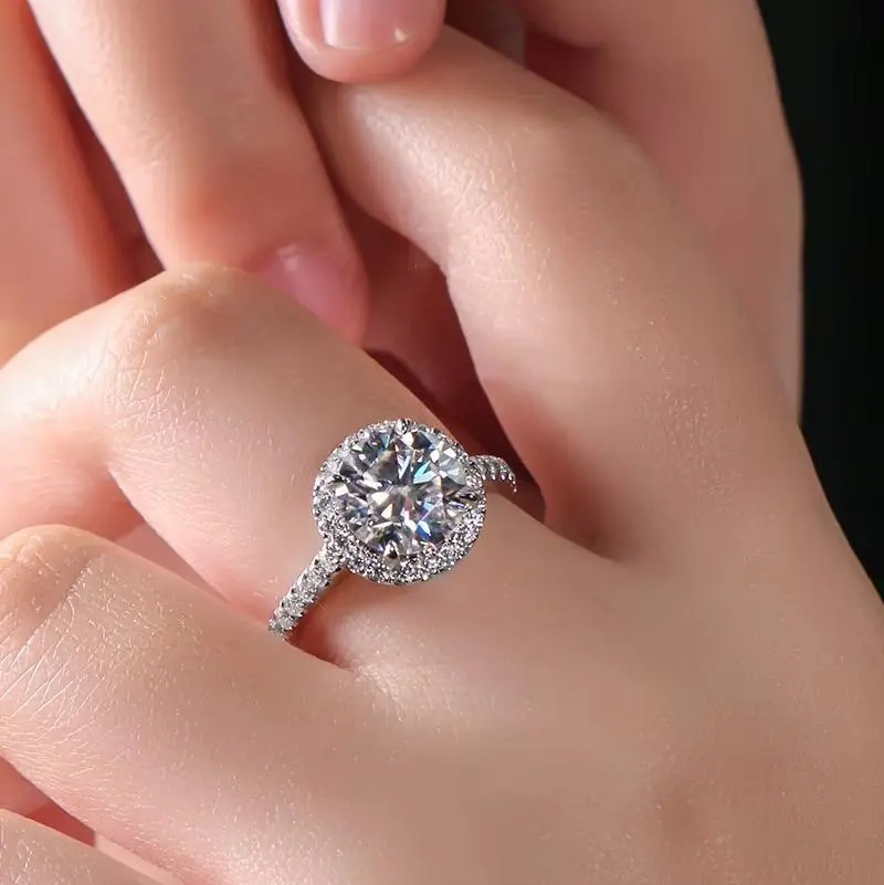 Thumbnail of ★ Moissanite Diamond Silver Engagement Ring 925 Sterling