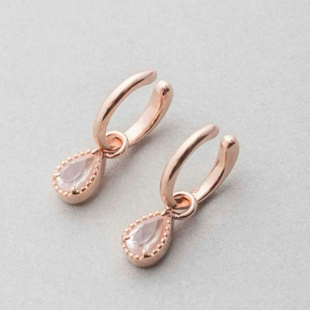 Thumbnail of Final major price reduction, beautiful condition, ete natural stone drop earrings, pink gold