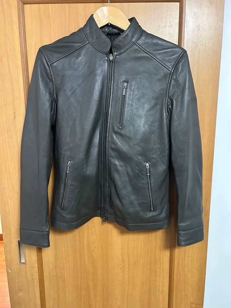 ライズ シングルライダース ジップアップ ラムレザー ワッペン