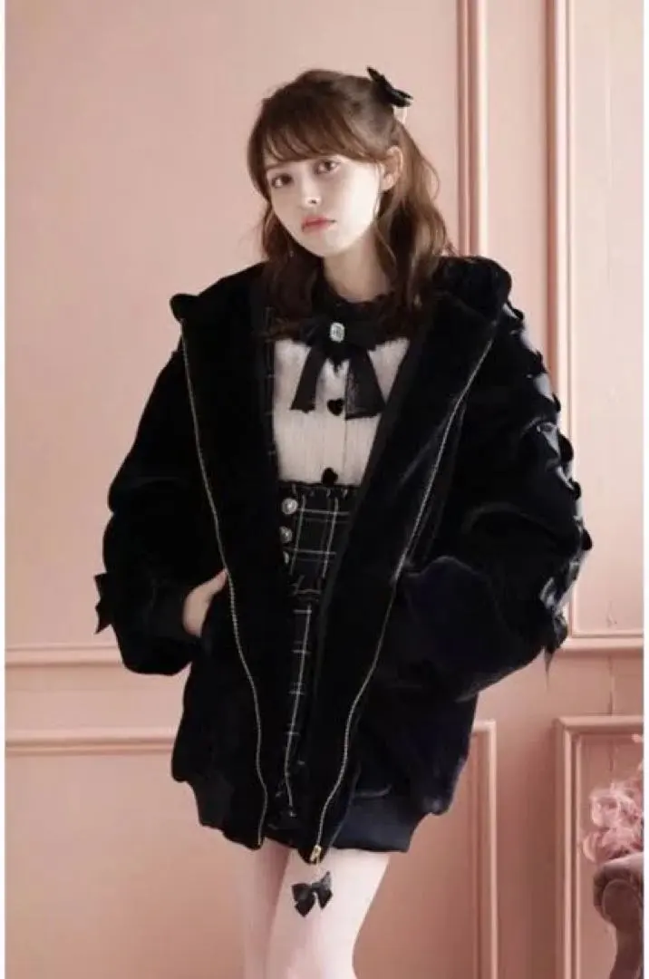 Thumbnail of LIZ LISA Rabbit Ear Fur Blouson - Black