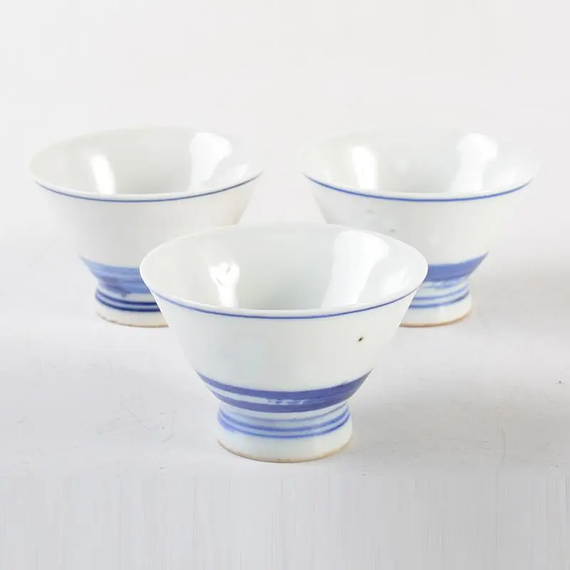 Thumbnail of Sencha tea utensils, Kyo-yaki (Kyoto ware), Dohachi-zo (made by Dohachi), sometsuke (blue and white), sakazuki (sake cups) and senchawan (tea cups), three pieces, C, 5510