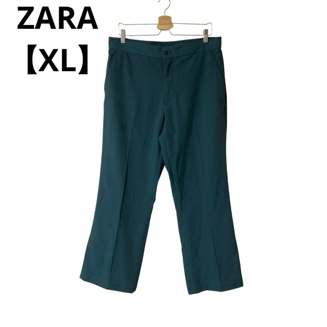 ZARA 休閒長褲 嫘縈 直筒 斯文【XL】深綠色 的縮圖