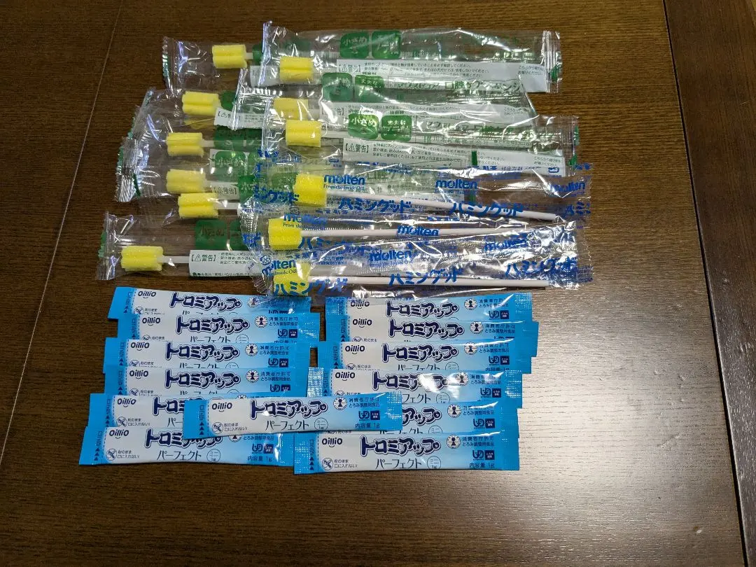 Thumbnail of 12 oral care sponges. 13 "Toromi Up" (thickening agent) packets. Expiration date: January 7, 2027