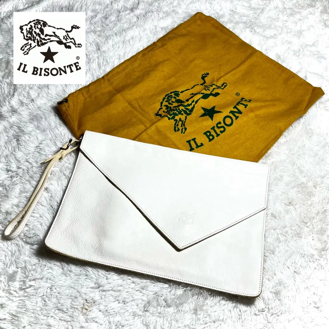 美品！ILBISONTEイルビゾンテゴールドクラッチバッグ イル ビゾンテ IL BISONTE ショルダーバッグ クラッチバッグ