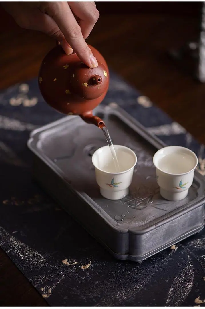 中国錫細工茶器　未使用品 新品・未使用品！ 錫鍍宣興紫砂茶具小上新橋 中国吉紋齋 錫細工