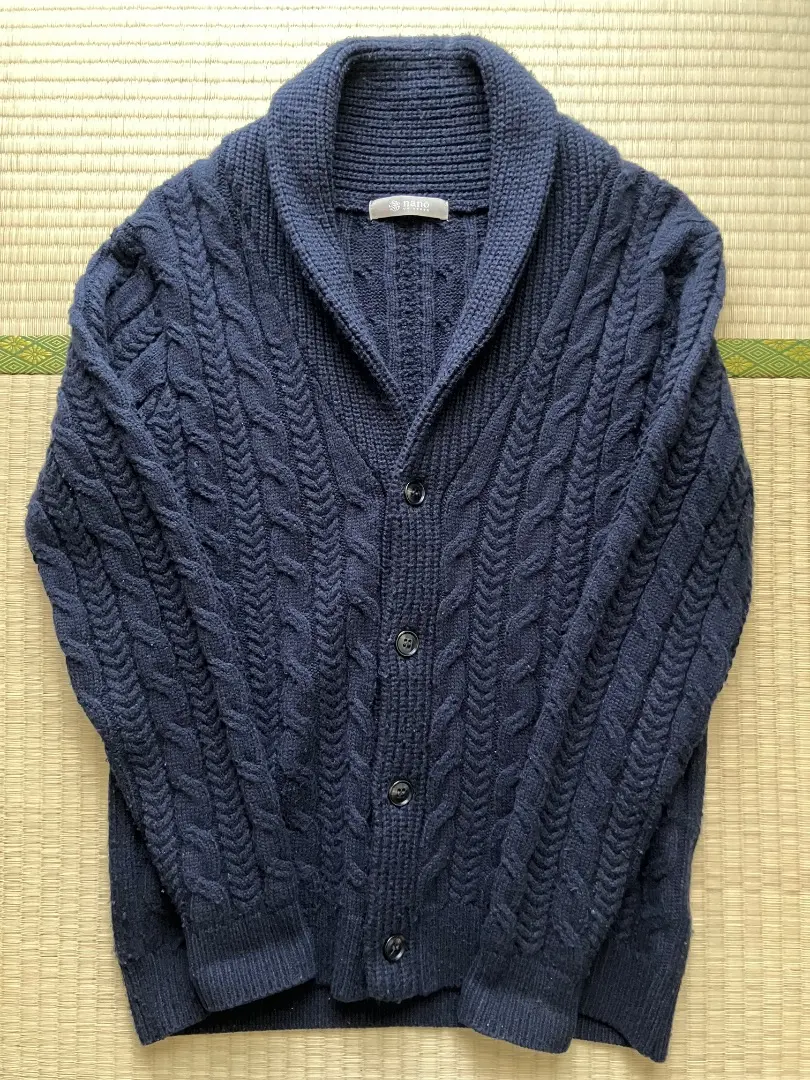 nano・universe 海軍藍色 纜線針織外套 的縮圖