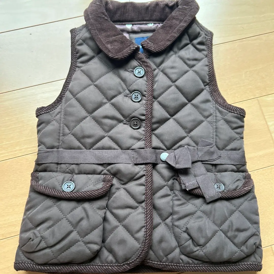 baby gap 棕色 絎縫 羽絨背心 90cm 的縮圖