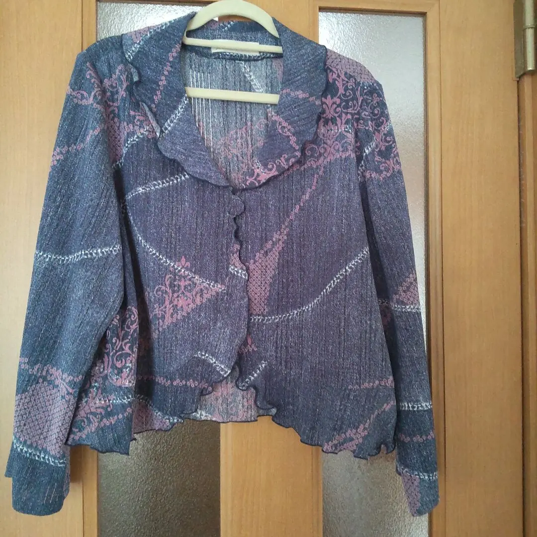 Thumbnail of Shisendo Frilled Cardigan, Blue-Purple and Pink