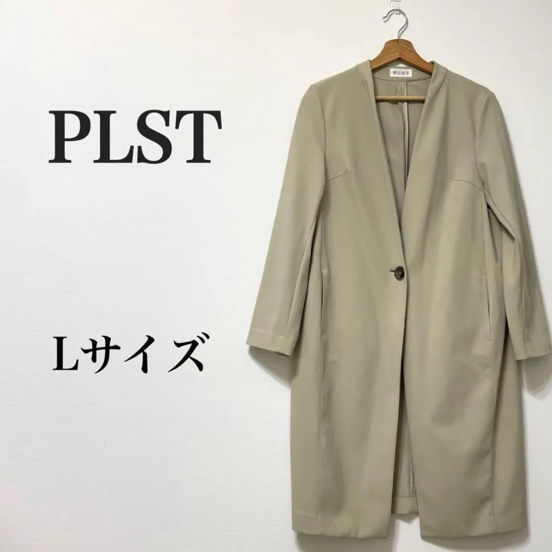 『PLST』普拉斯特(L) 無領外套 V領 米色 薄款 春 秋 的縮圖