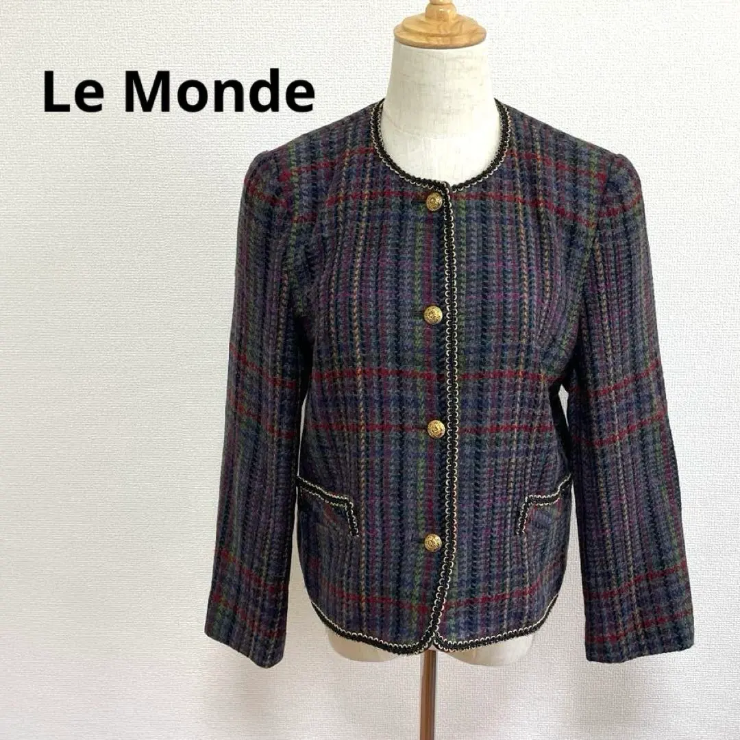 Thumbnail of Le Monde Le Monde No-Collar Check Jacket 9 Wool Blend