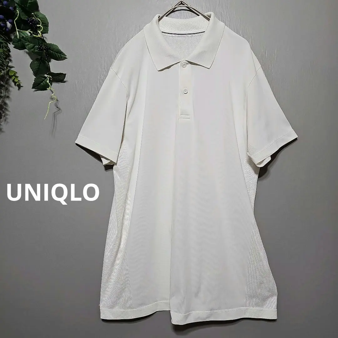 Thumbnail of UNIQLO White Short Sleeve Polo Shirt, Mesh Material