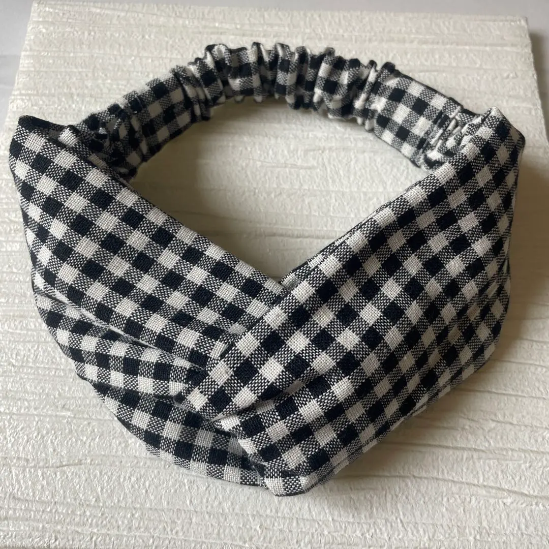 Thumbnail of Cross Hair Turban ★ Gingham Check Black