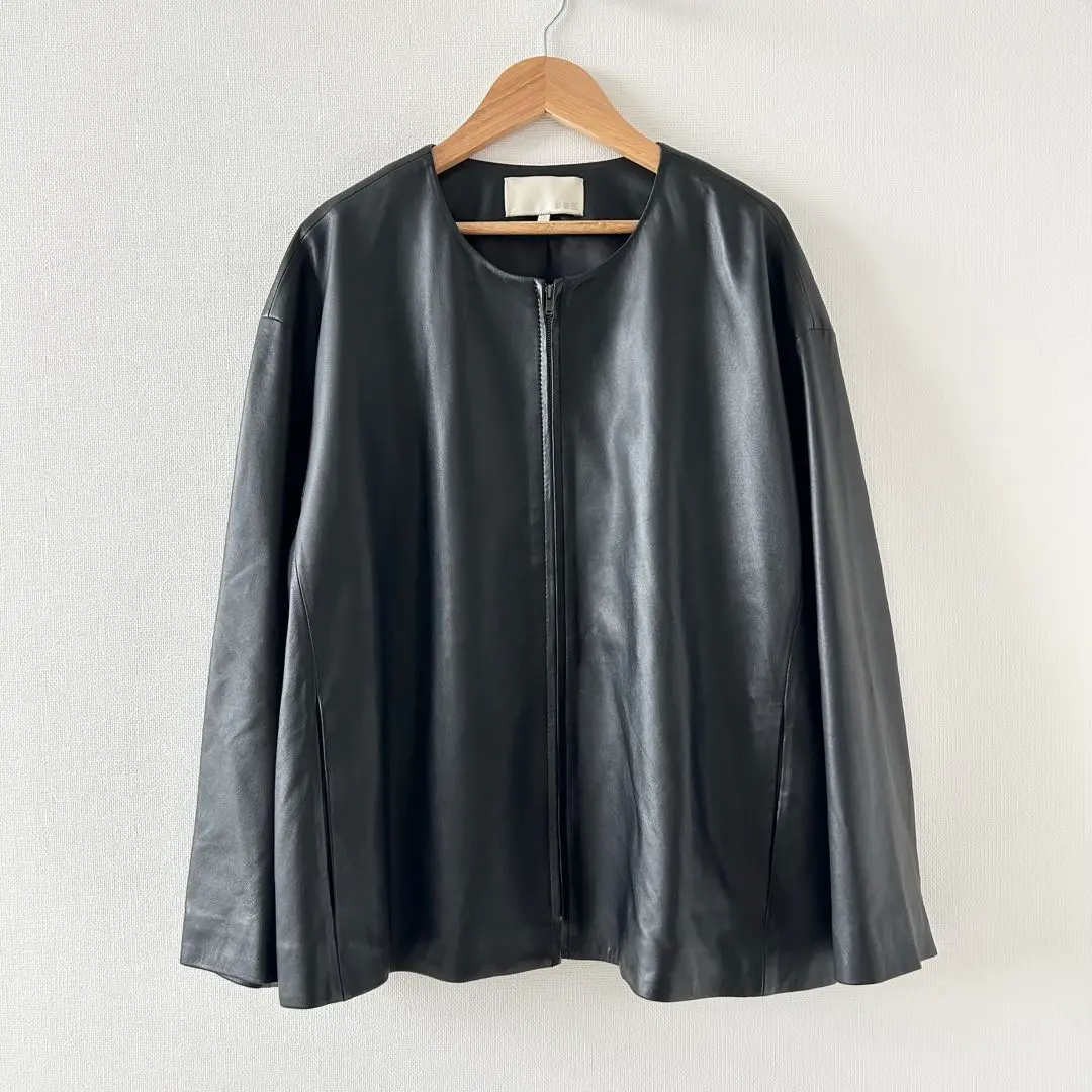 美品　自由区　ラムレザー　ジャケット　大きいサイズ　40 ブラック ラムレザー レザージャケット レディース - メルカリ