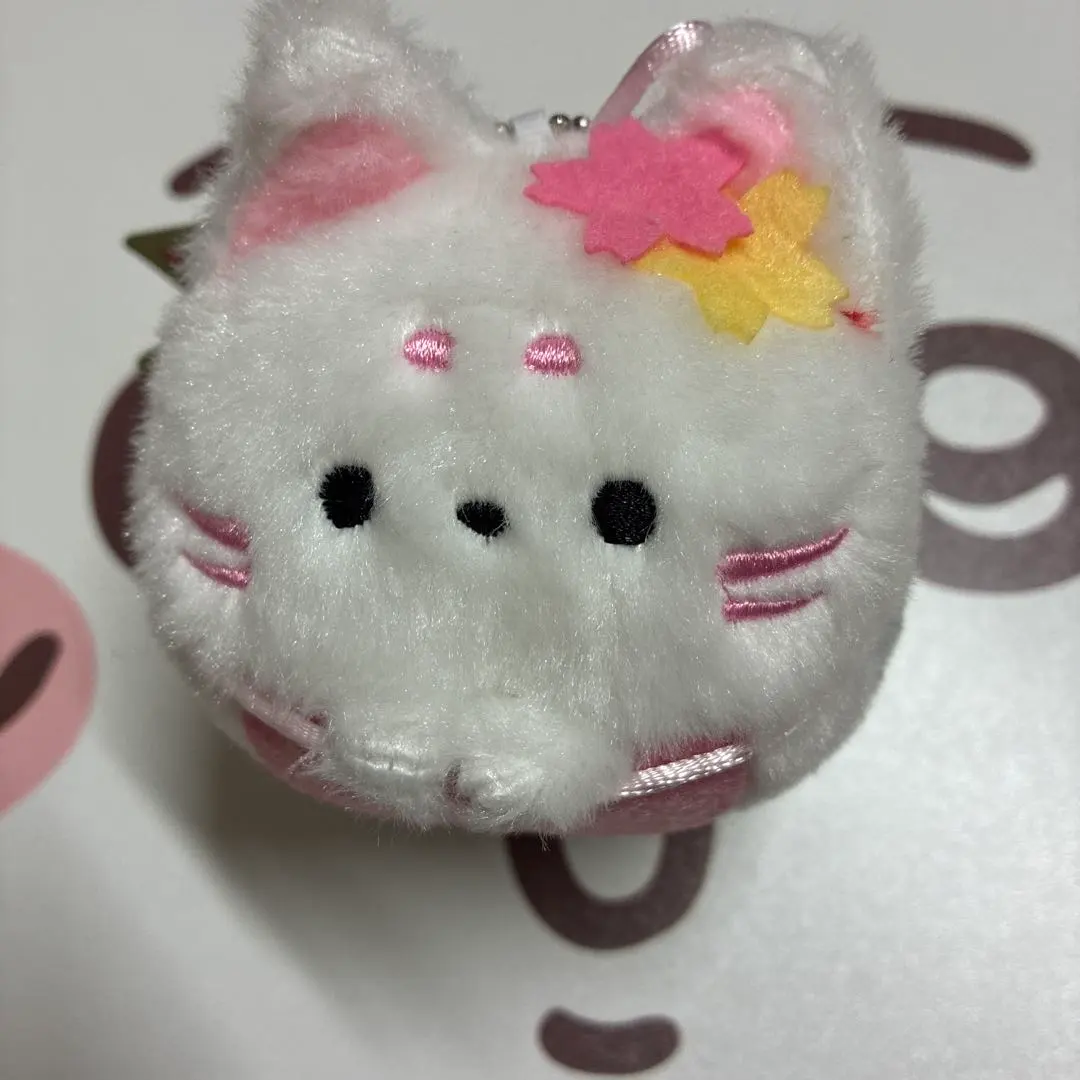 Thumbnail of Fluffy, round fox mascot keychain - Sakura (cherry blossom)
