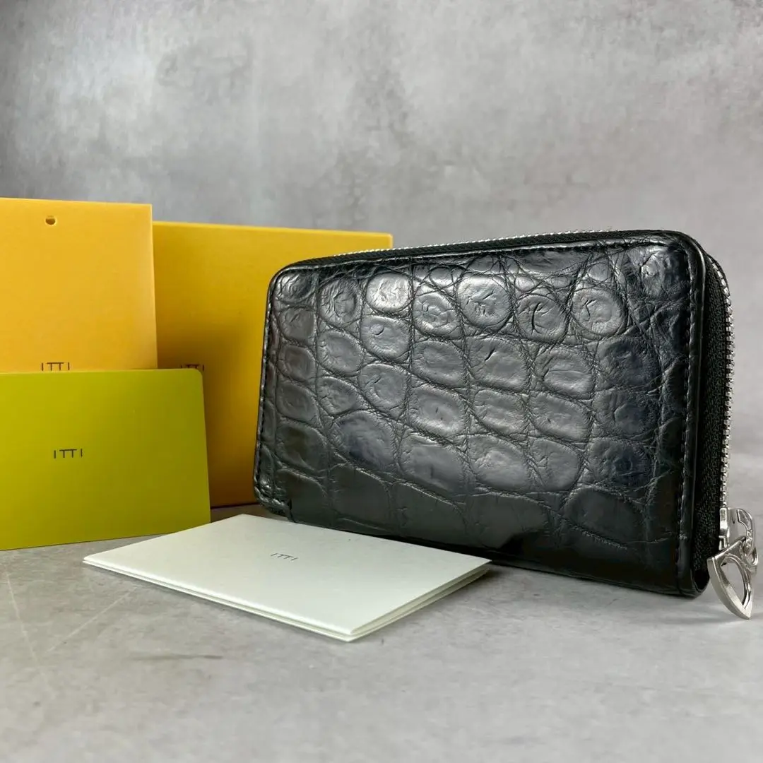 最終大幅値下げ！ITTI　イッチ　クロコダイル　 二つ折りウォレット　ブラック CROCODILE WALLET（クロコダイルレザー財布）｜ITTI（イッチ