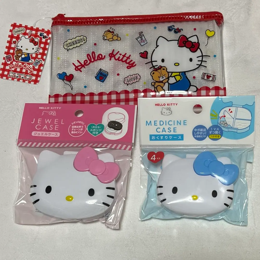 Thumbnail of Hello Kitty Clear Pouch Jewel Case Medicine Case 3-piece Set KITTY