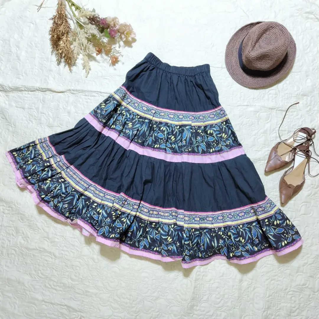AMBIDEX Store ○CHIJIMI TIERED スカート(F SKY): FLAT-cic-HATENA