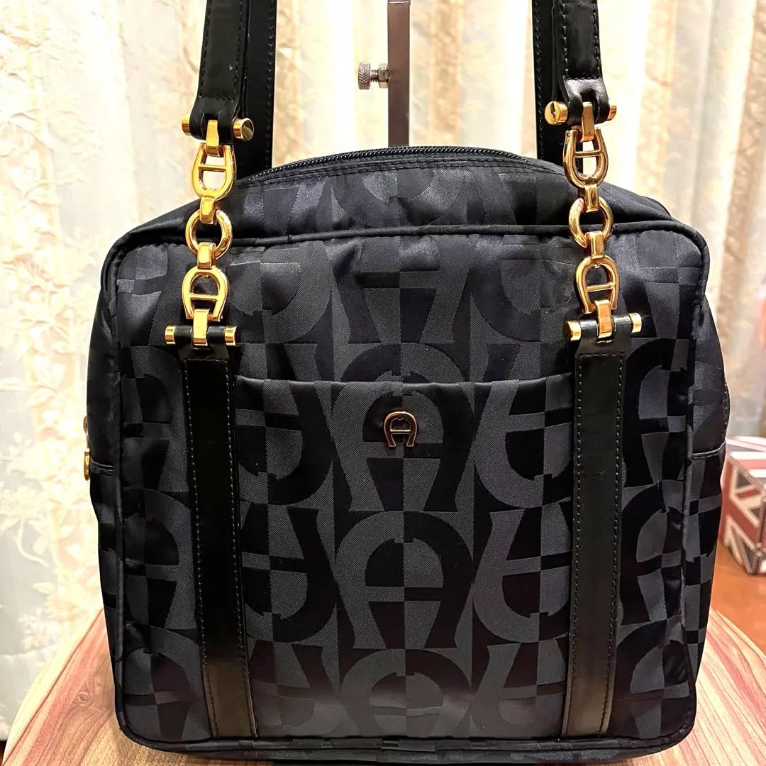 Thumbnail of ✨Rare✨Excellent Condition✨AIGNER Handbag Nylon All-Over Pattern Black