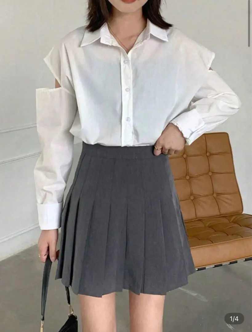 Thumbnail of SHEIN Gray Pleated Skirt