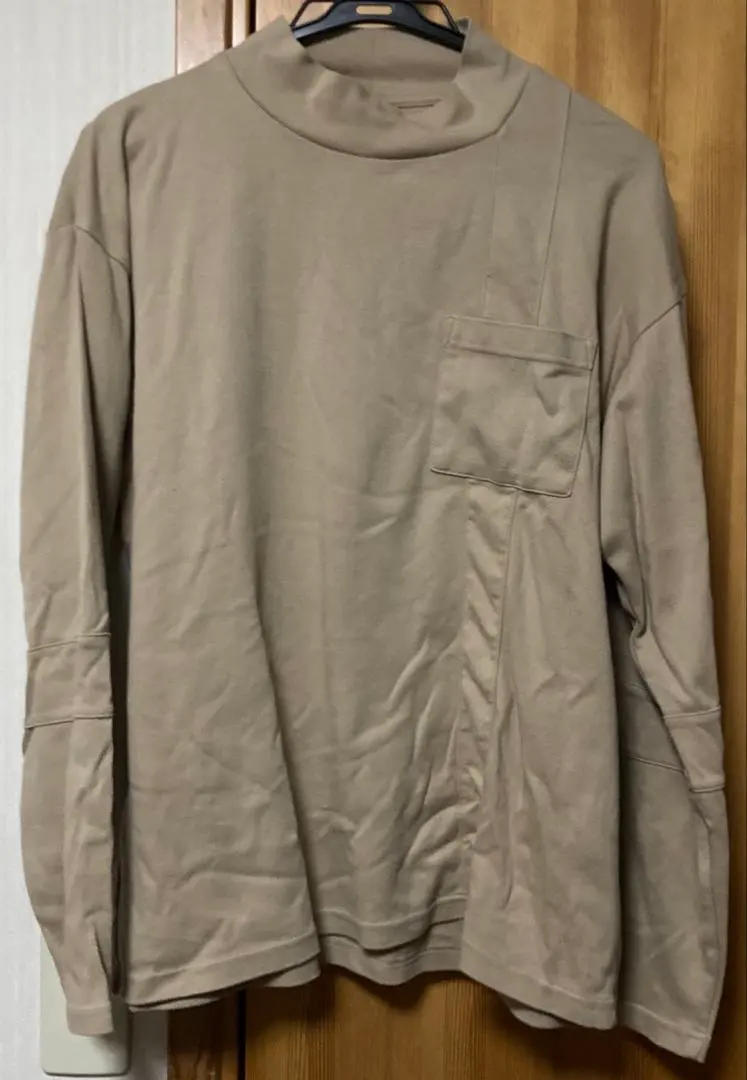 Thumbnail of Beige Mock Neck T-shirt, Long Sleeve