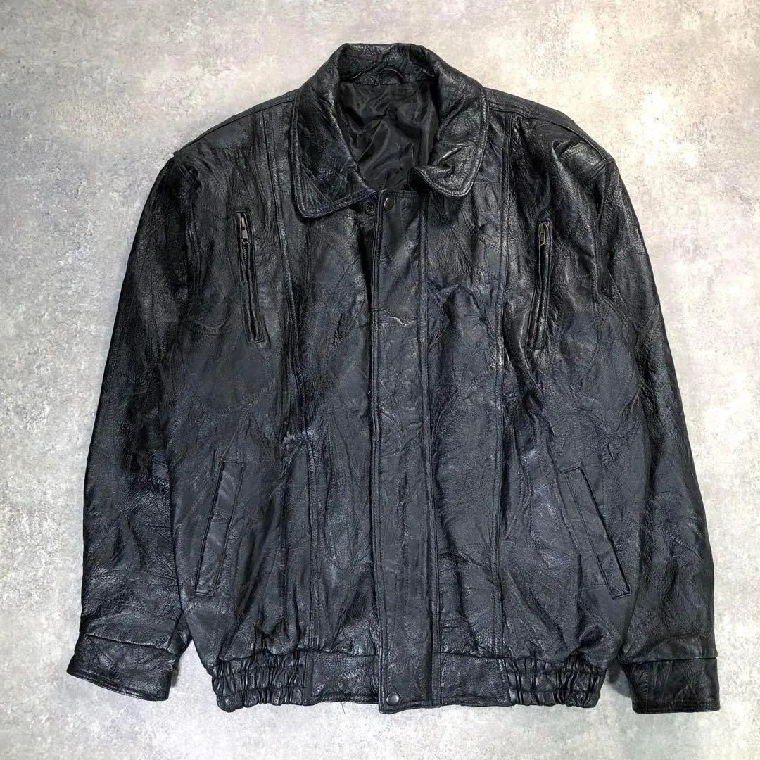 Thumbnail of 90s Flight Leather Jacket, Patchwork [XL] Black, G-1, A2