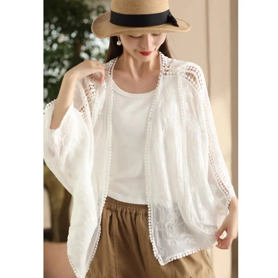 Thumbnail of Top, available in 3 colors, sweet embroidery, openwork cardigan, outerwear, temperament