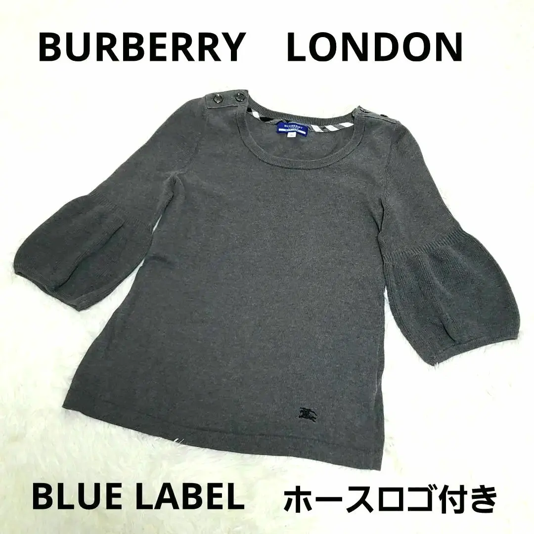 ◼️BURBERRY BLUE LABEL / 針織衫 馬標誌刺繡 泡泡袖 的縮圖