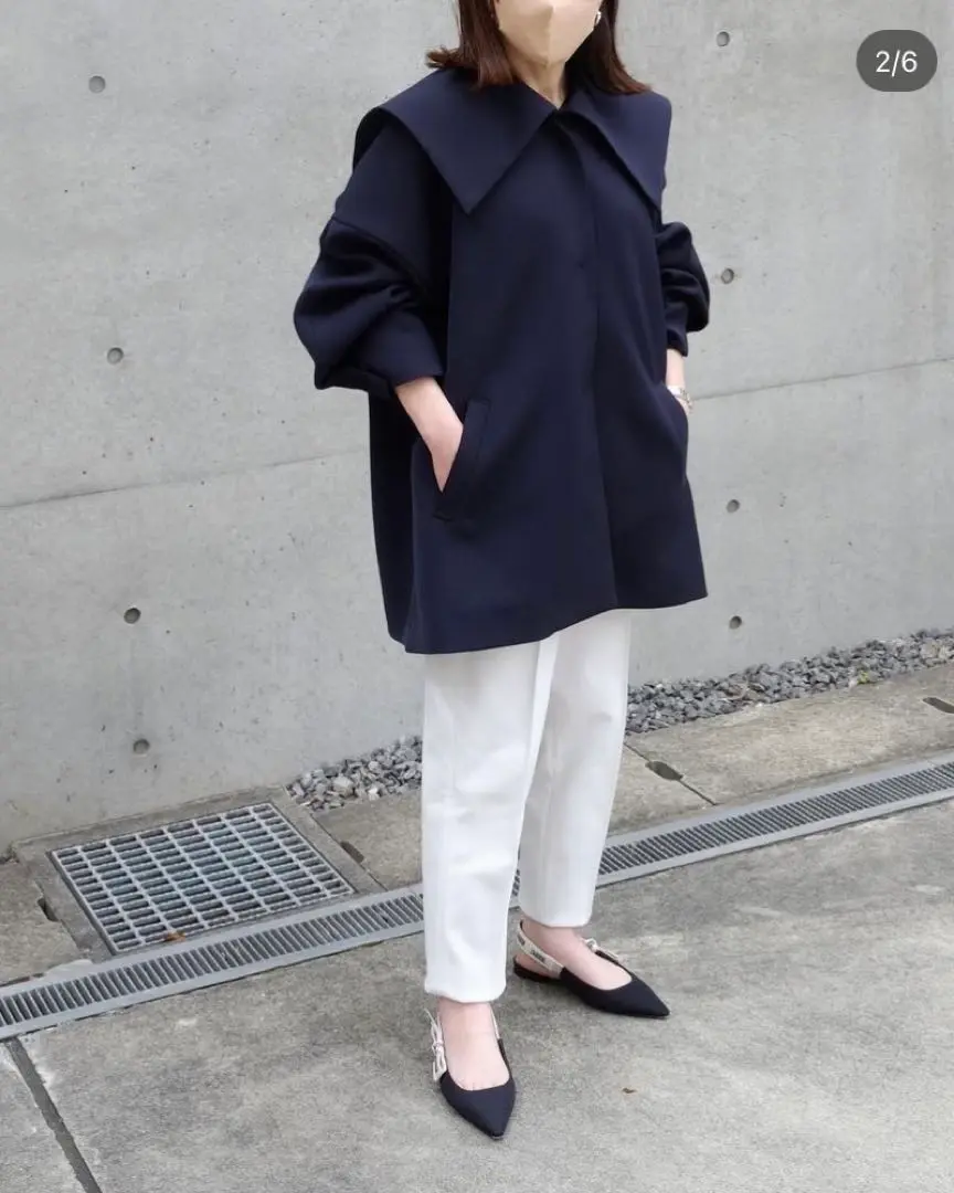印象のデザイン ⭐︎Liten Sailor collar coat Navyネイビー 美品 ジャケット・アウター