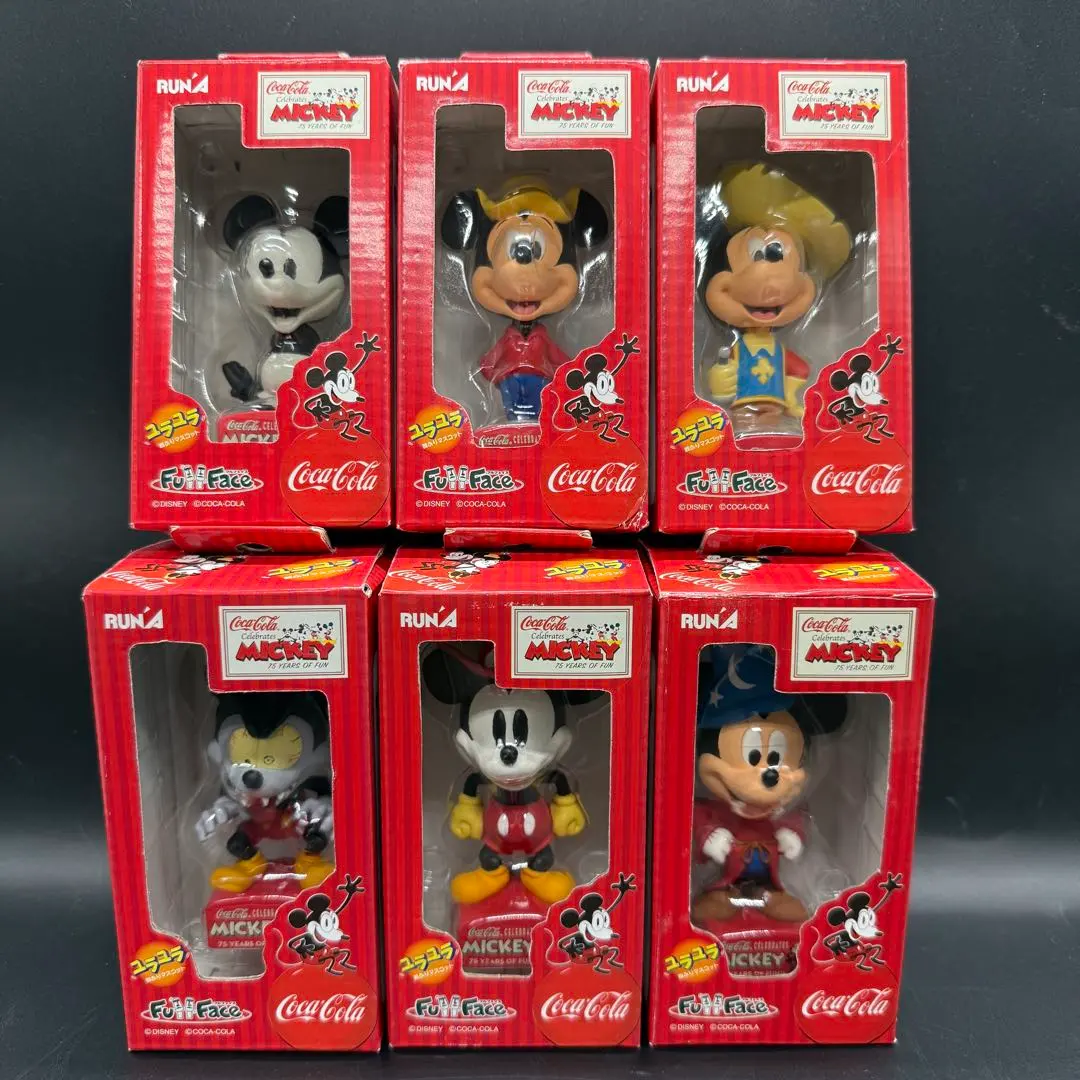 75周年コカ・コーラ＆ミッキーマウス コラボ　首振りフィギュア 6体セット 75周年コカ・コーラ＆ミッキーマウスコラボ。首振りフィギュア