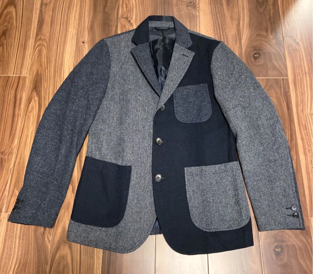 美品。BEAMS 人字紋 瘋狂拼接 訂製西裝外套 M 的縮圖