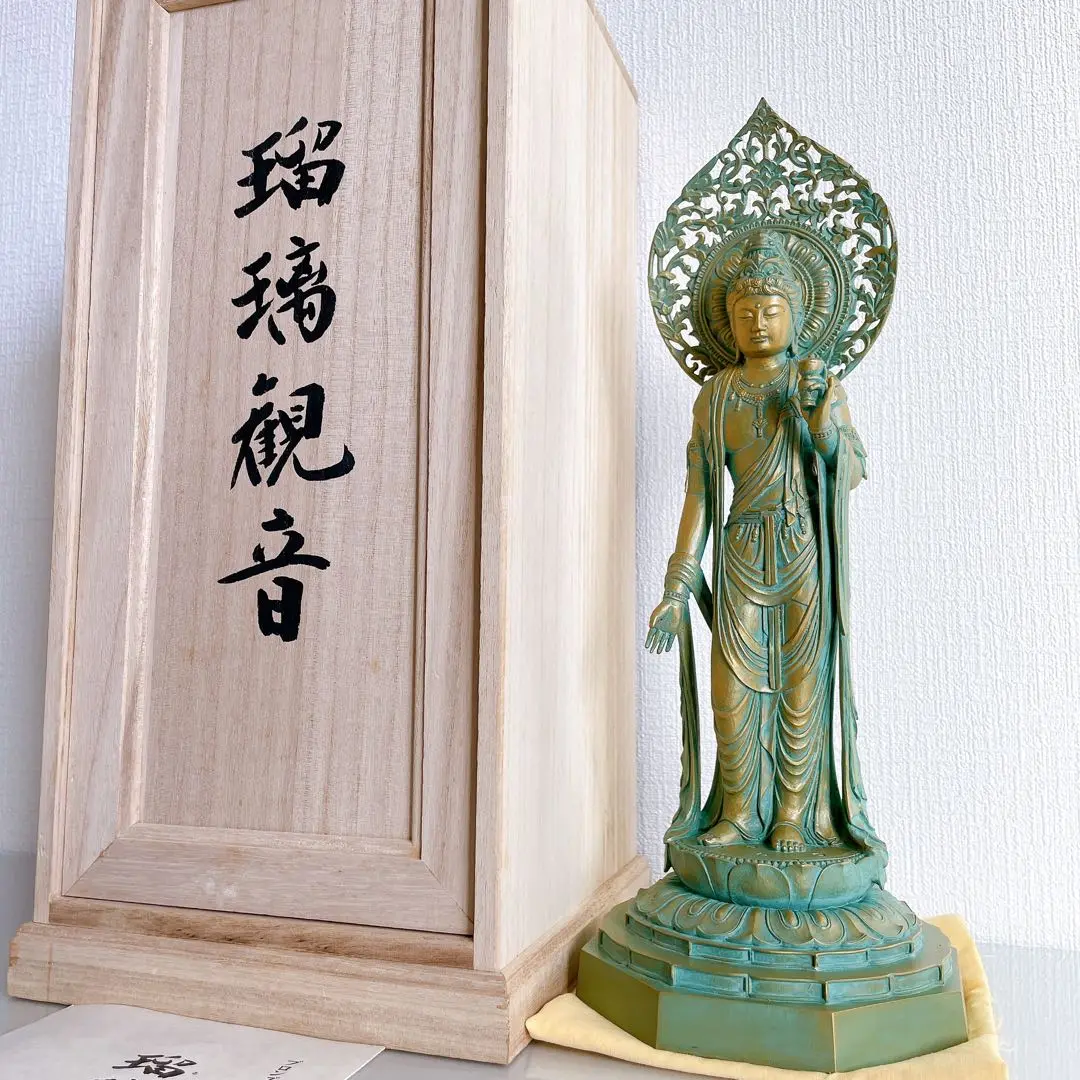 大佛師 松久宗琳作 瑠璃観音 ブロンズ 仏像 在銘　認定書あり 569/1000 松久宗琳作 瑠璃観音 ブロンズ像・No.140513-01・梱包サイズ80