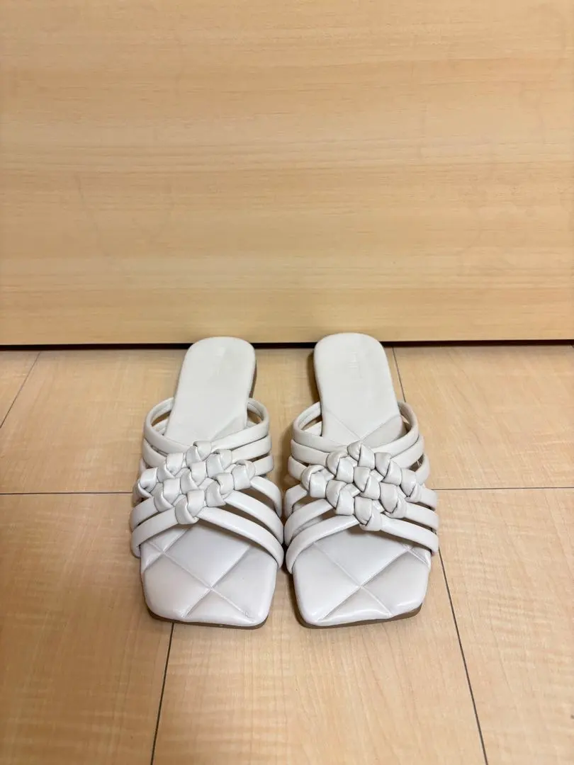 Thumbnail of White Braided Design Flat Sandals