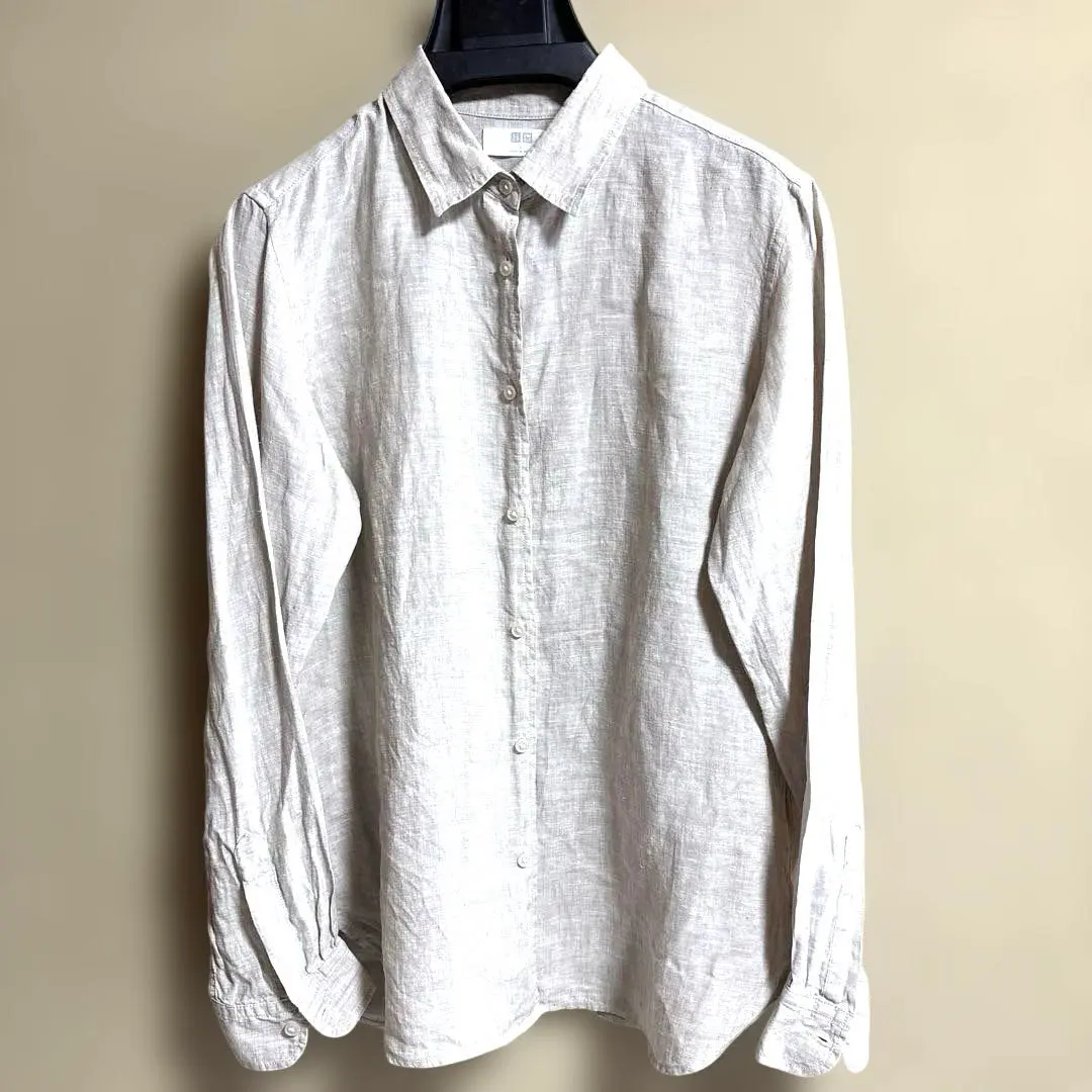 Thumbnail of Uniqlo Linen Shirt Blouse, Beige, Size L