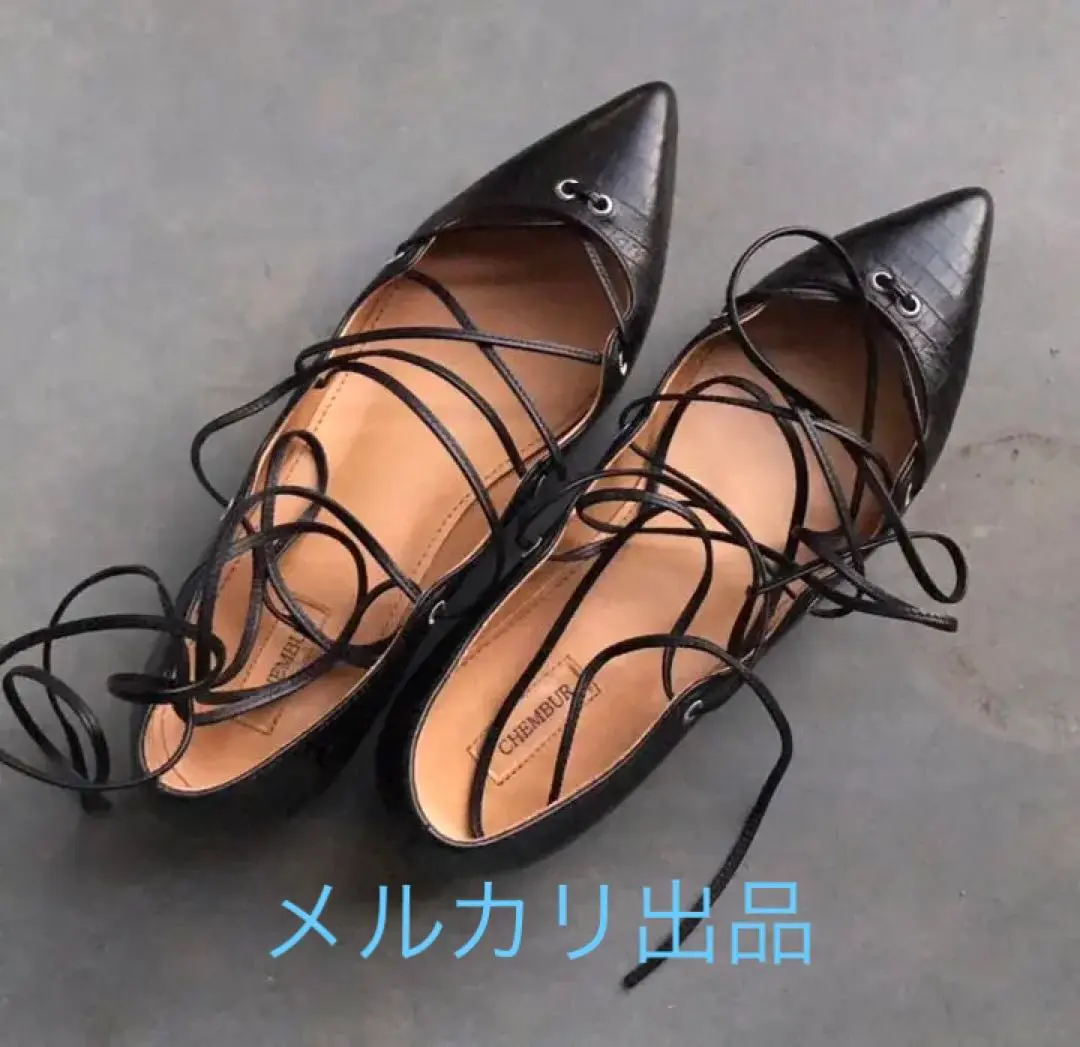 美品✨ チェンバー パンプス バレエシューズ レース ブラック 伊勢丹新宿店限定カラー】フラットシューズ SQ FLAT