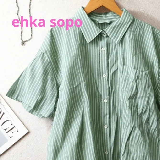 Thumbnail of ehka sopo: Striped shirt with a cute back design, popular casual style