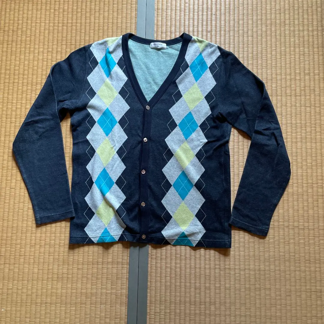 Thumbnail of EDIFICE Argyle Pattern V-Neck Cardigan