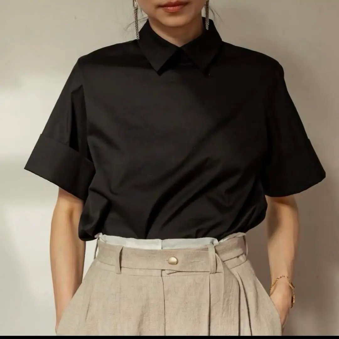 【deres デレス】Bridget / half sleeve Bridget / half sleeve blouse(sugar/sesame/chocolate) – deres