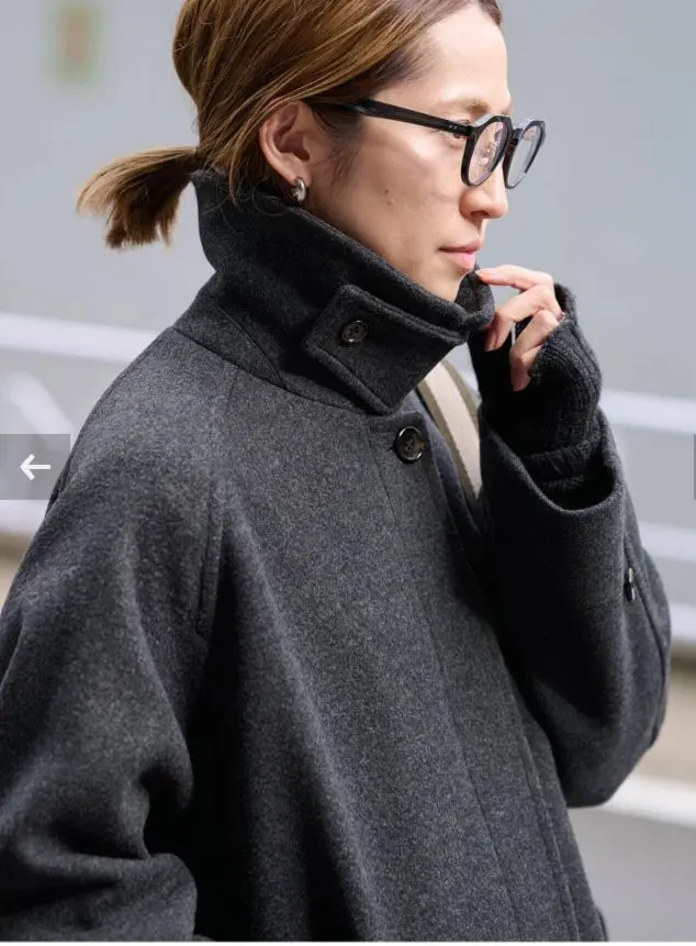 1回着 23AW FRAMeWORK ラムウールMIXシャルムバルカラーコート 2023AW✨FRAMeWORK ラムウールMIXシャルムバルカラーコート 紺