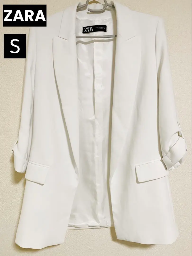 【新品タグ付き】ZARA ロールアップスリーブブレザー　S 美品】ZARA ザラ ロールアップスリーブブレザー Sサイズ - メルカリ