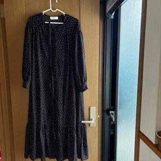 Thumbnail of Dot Pattern Flare Sleeve Long Dress