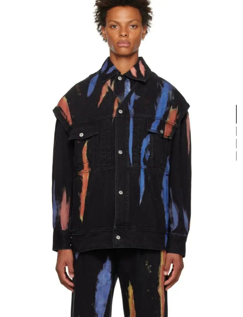 Feng Chen Wang ストライプデニムジャケット L Feng Chen Wang デニムジャケット | グレー | FARFETCH JP