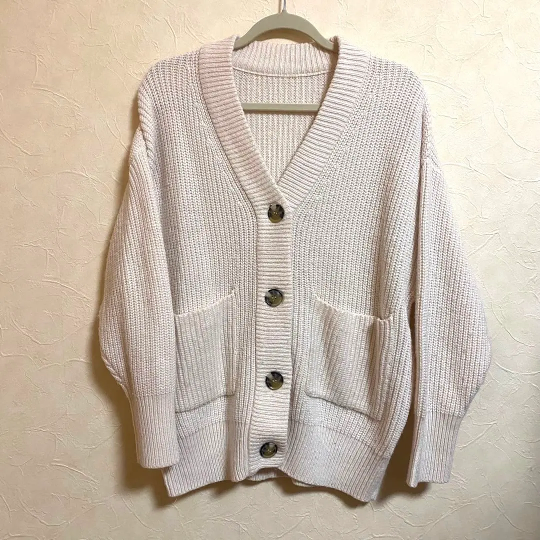 Thumbnail of Ivory knit cardigan, size M, with buttons