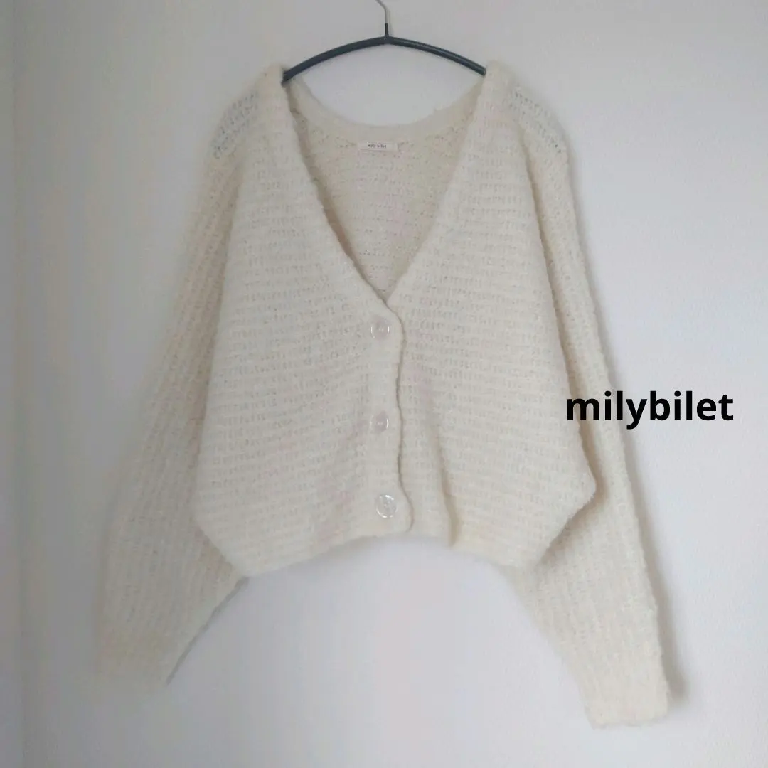Thumbnail of Mewi Villette Cropped Cardigan Wool Blend Solid M Ivory