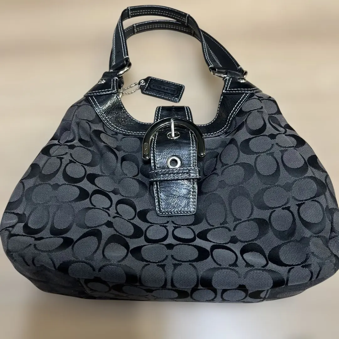 美品 coach コーチ ショルダーバッグ 黒 シグネチャー ソーホー s94 COACH】美品コーチ ソーホー ショルダーバッグ ミニシグネチャー