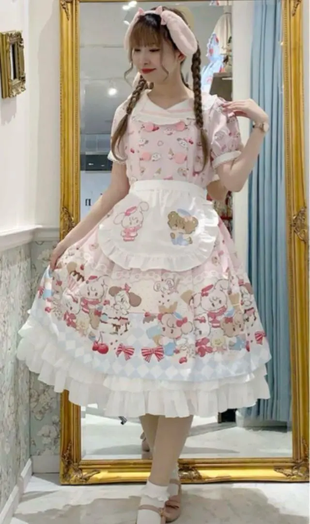 Thumbnail of axes femme kawaii Mikko Diner Cafe Dress, Pink