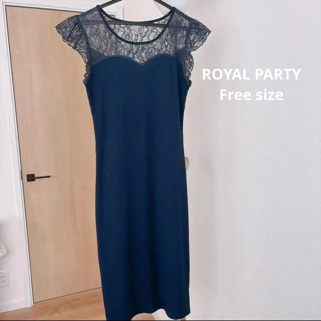【美品】ROYAL PARTY 藏青色及膝连衣裙 的縮圖