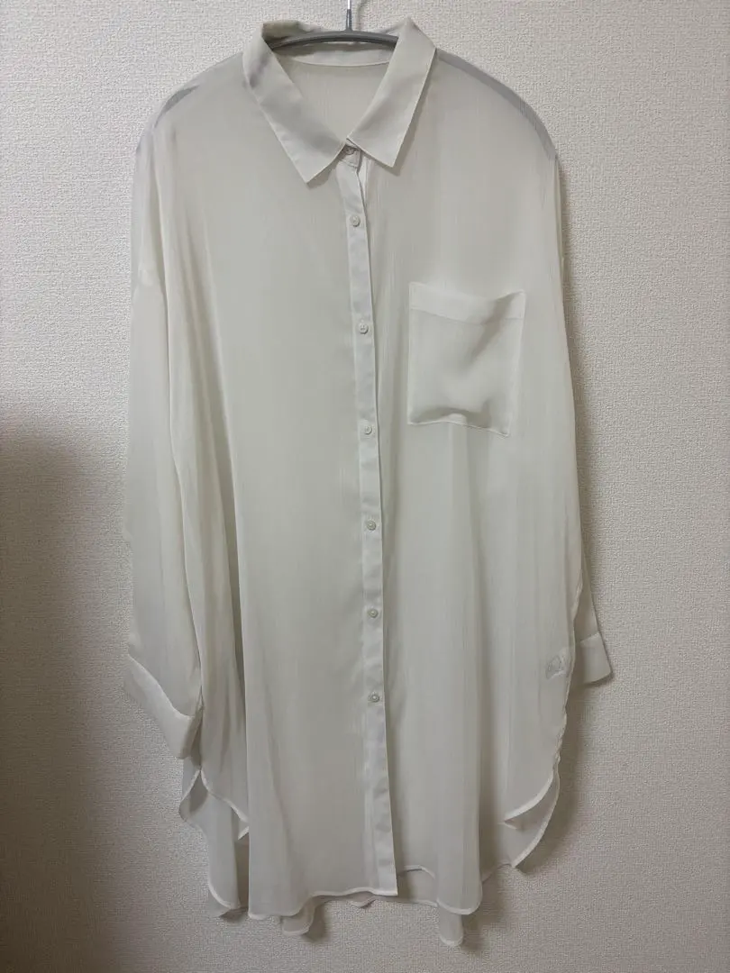 Thumbnail of White Chiffon Button-Up Shirt