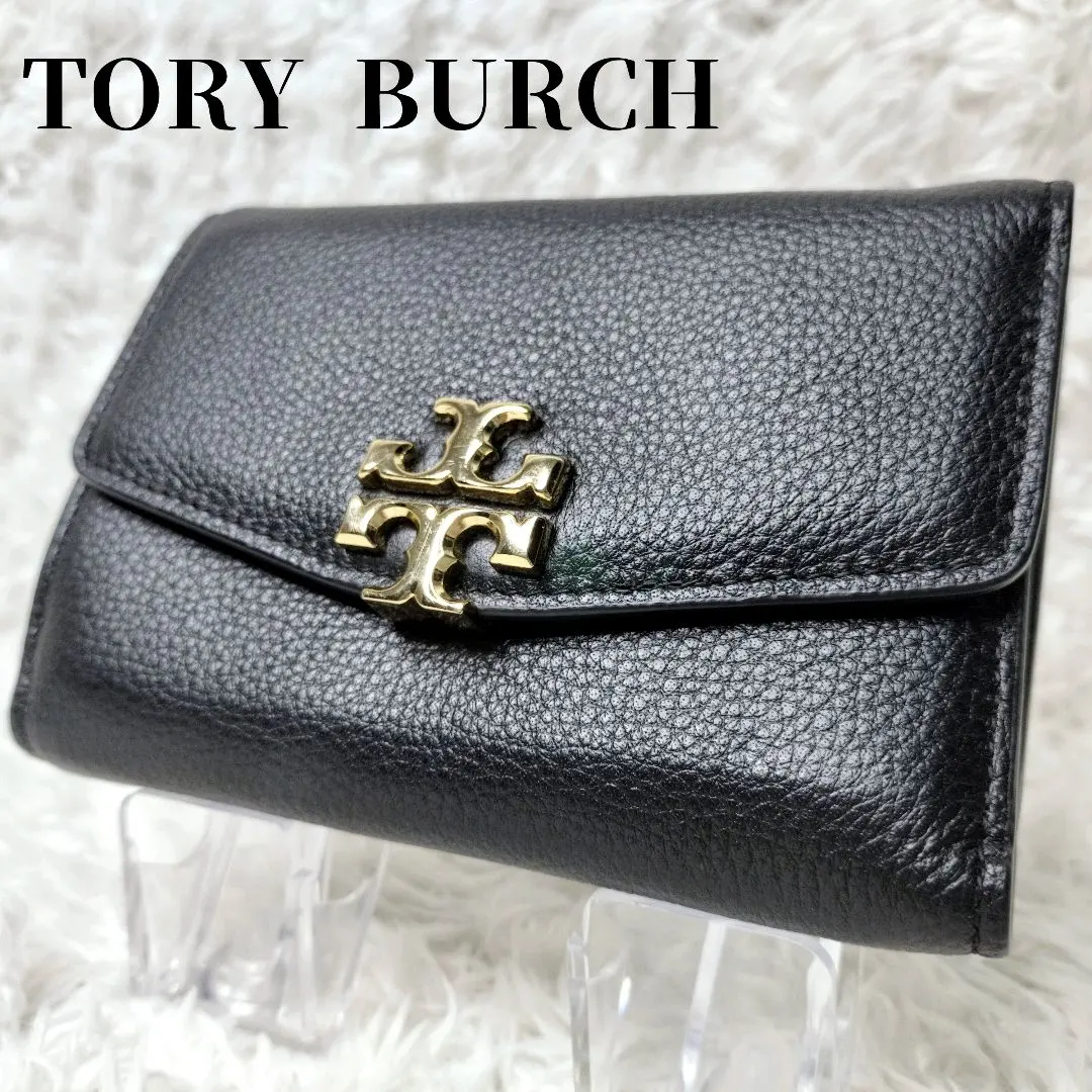 Thumbnail of 【Excellent Condition ✨】Tory Burch Trifold Wallet Compact Wallet Gold Logo Leather