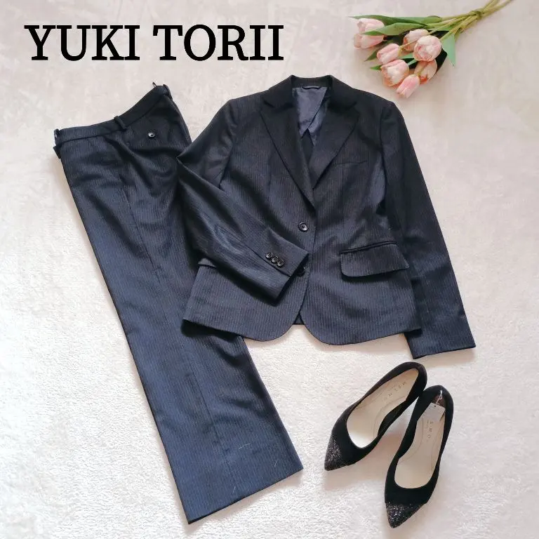 Thumbnail of Excellent Condition ✨ YUKI TORII Pant Suit Striped Navy Wool Blend Petite Size
