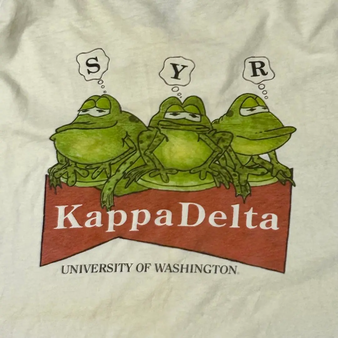 デルタ白バドワイザー蛙ワニ柄ロゴTシャツLクロコダイル鰐クロコ企業グッズ緑カエル Deadstock XL 96年 USA 両面 バドワイザー frog カエル ワニ